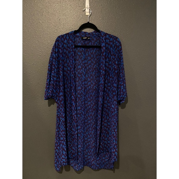 a.n.a Tops - a.n.a Blue and Black Textured Kimono